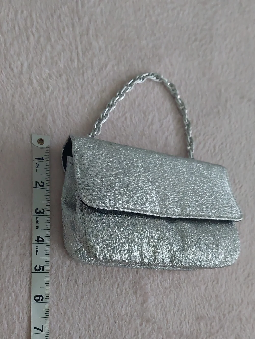 Silver Evening Clutch Bag with Chain Handle  NWOT